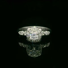 Vintage Solid White Gold .40ct Fiery Illusion Set Diamond Solitaire Promise Ring