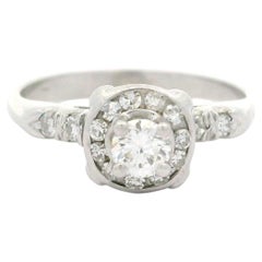 Vintage Solid White Gold .40ct Fiery Illusion Set Diamond Solitaire Promise Ring