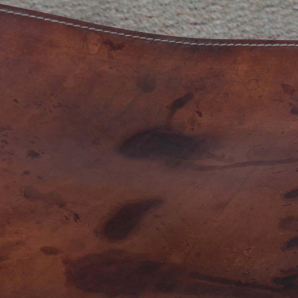 Brückenstuhl aus Massivholz und Leder, Vintage By, 1980 im Angebot 2