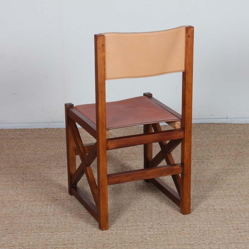 Vintage Stuhl aus Massivholz und Leder, 1980 im Angebot 1