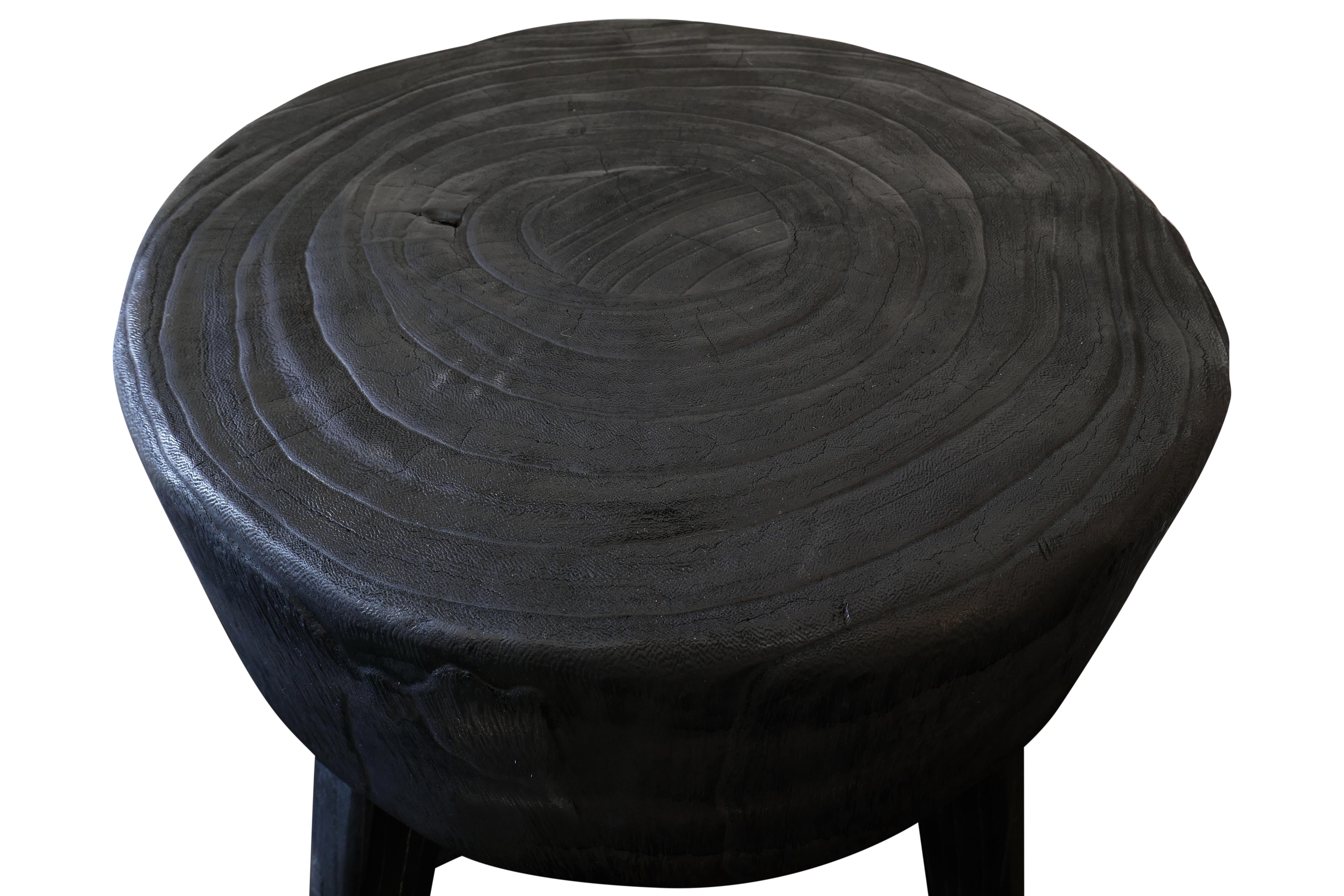Asian Vintage Solid Wood Block Accent Piece, Stool/Side Table, Black For Sale