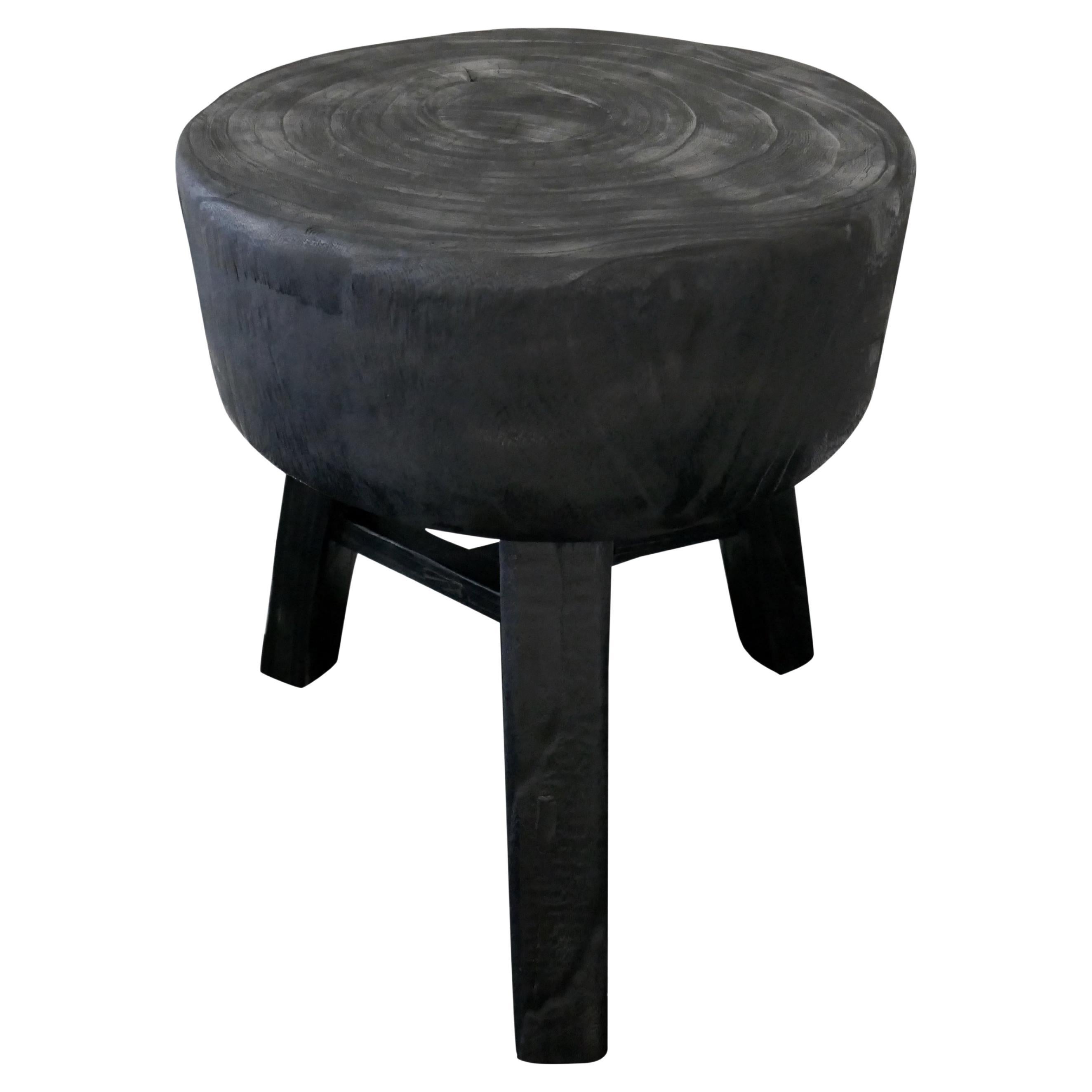 Vintage Massivholz Block Accent Piece, Hocker/Beistelltisch, Schwarz