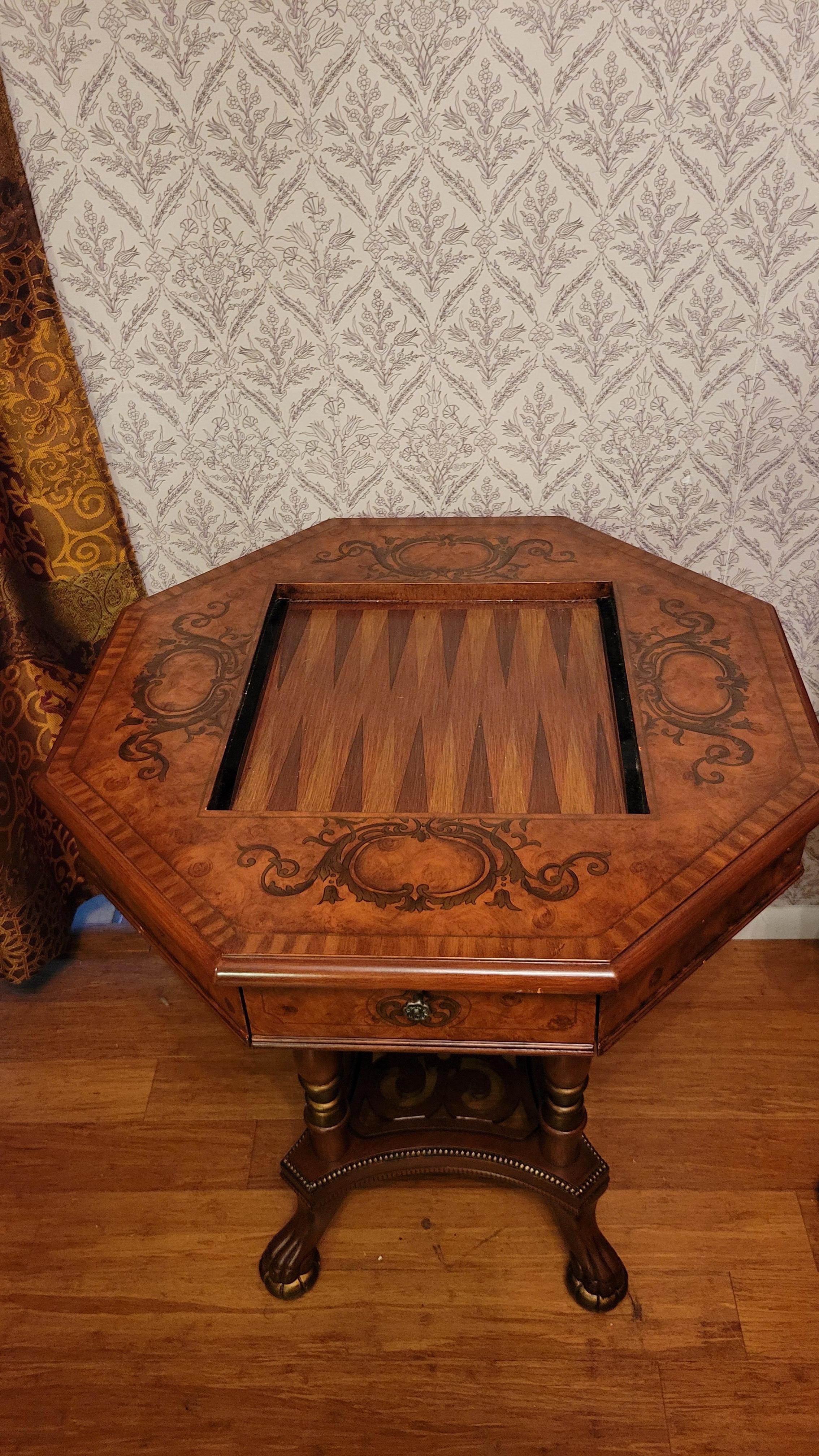 Table de jeu d'échecs et de backgammon vintage en Wood Wood avec (2) tiroirs en vente 1