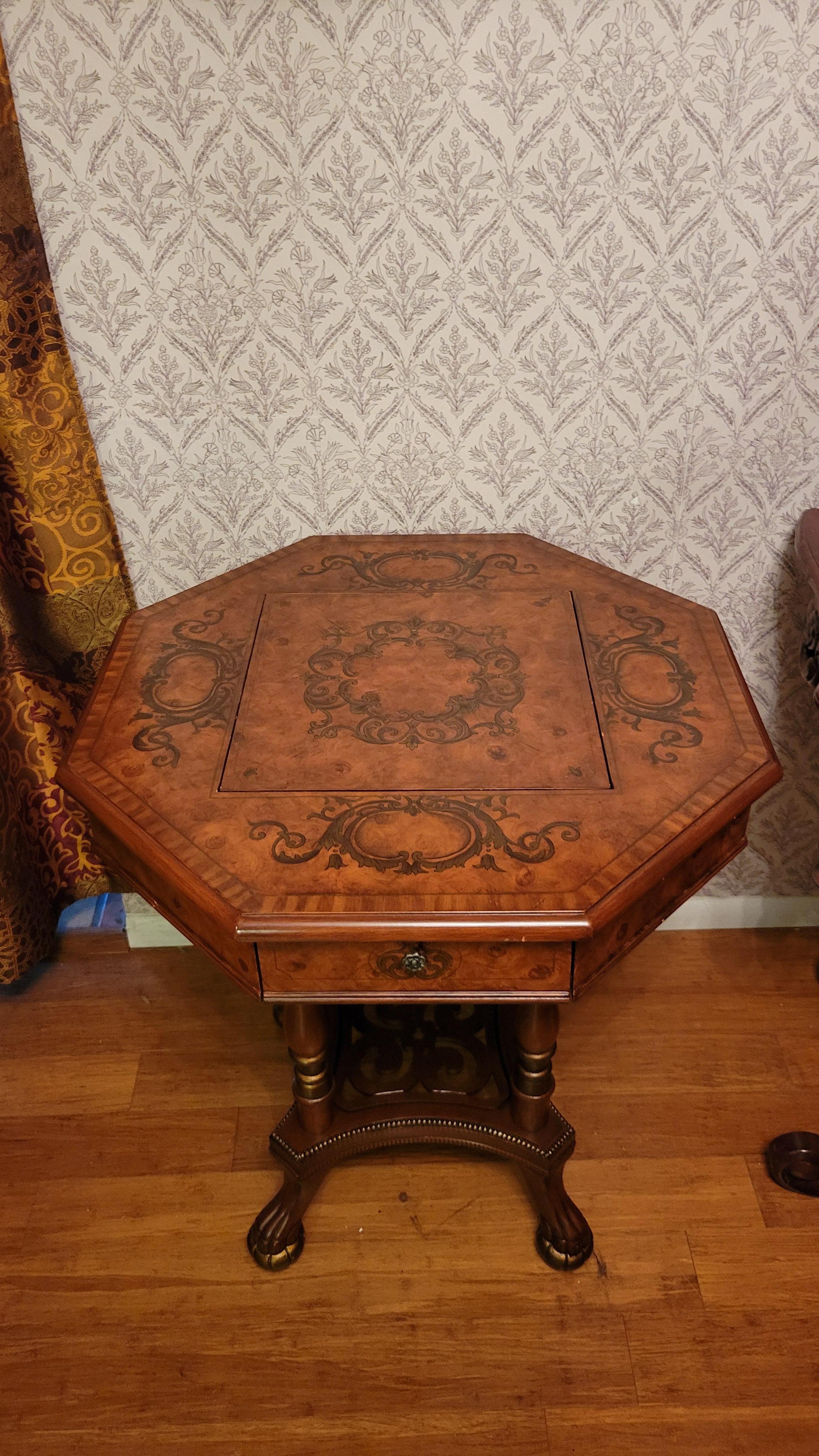 Table de jeu d'échecs et de backgammon vintage en Wood Wood avec (2) tiroirs en vente 2