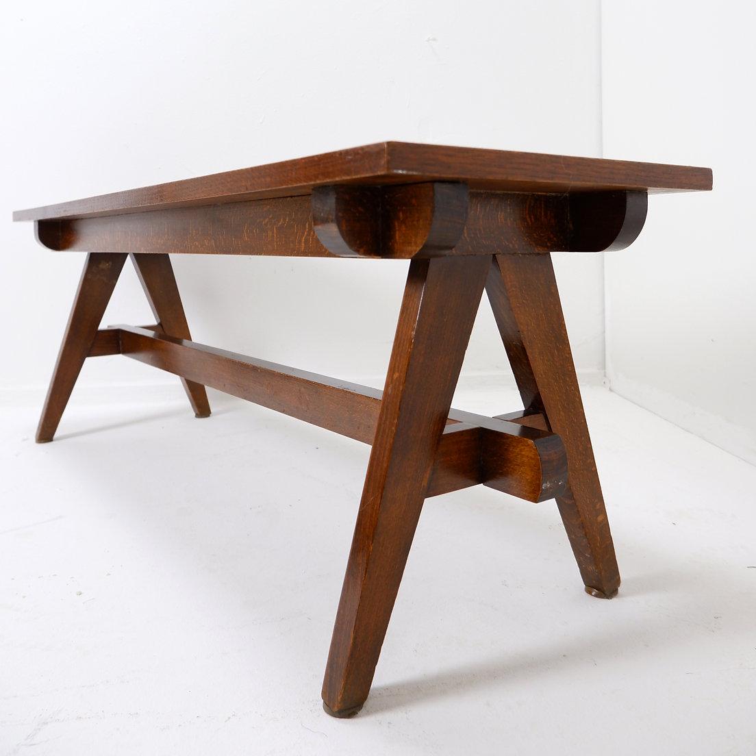 Vintage Massivholz Couchtisch mit Kompass im Angebot 4
