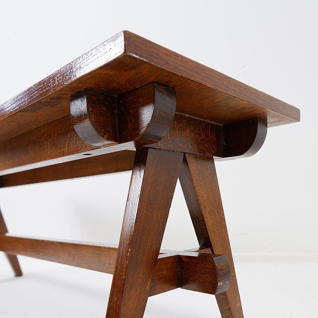 Vintage Massivholz Couchtisch mit Kompass im Angebot 5