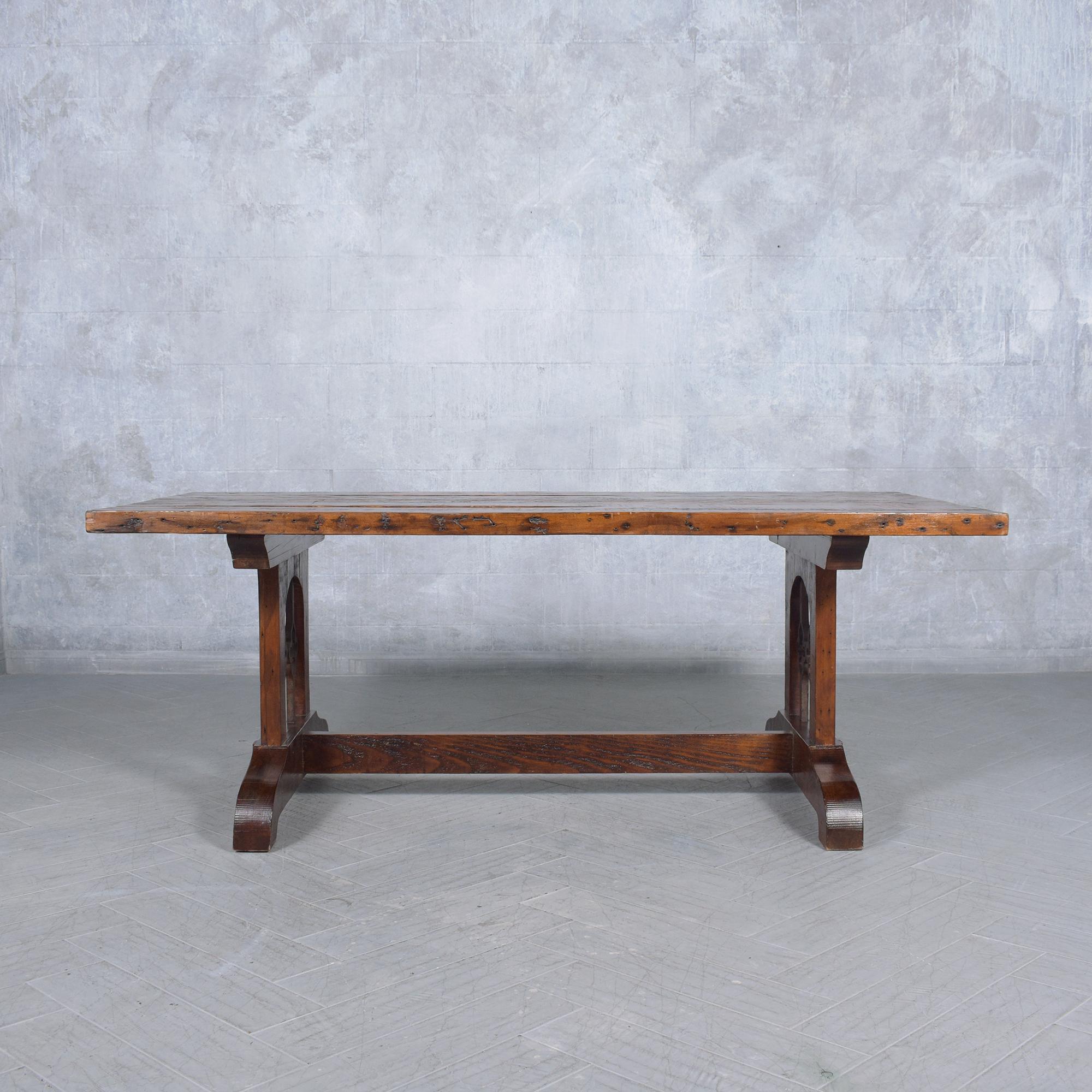 Vintage Solid Wood Dining Table: Classic Craftsmanship Meets Modern Elegance For Sale 4