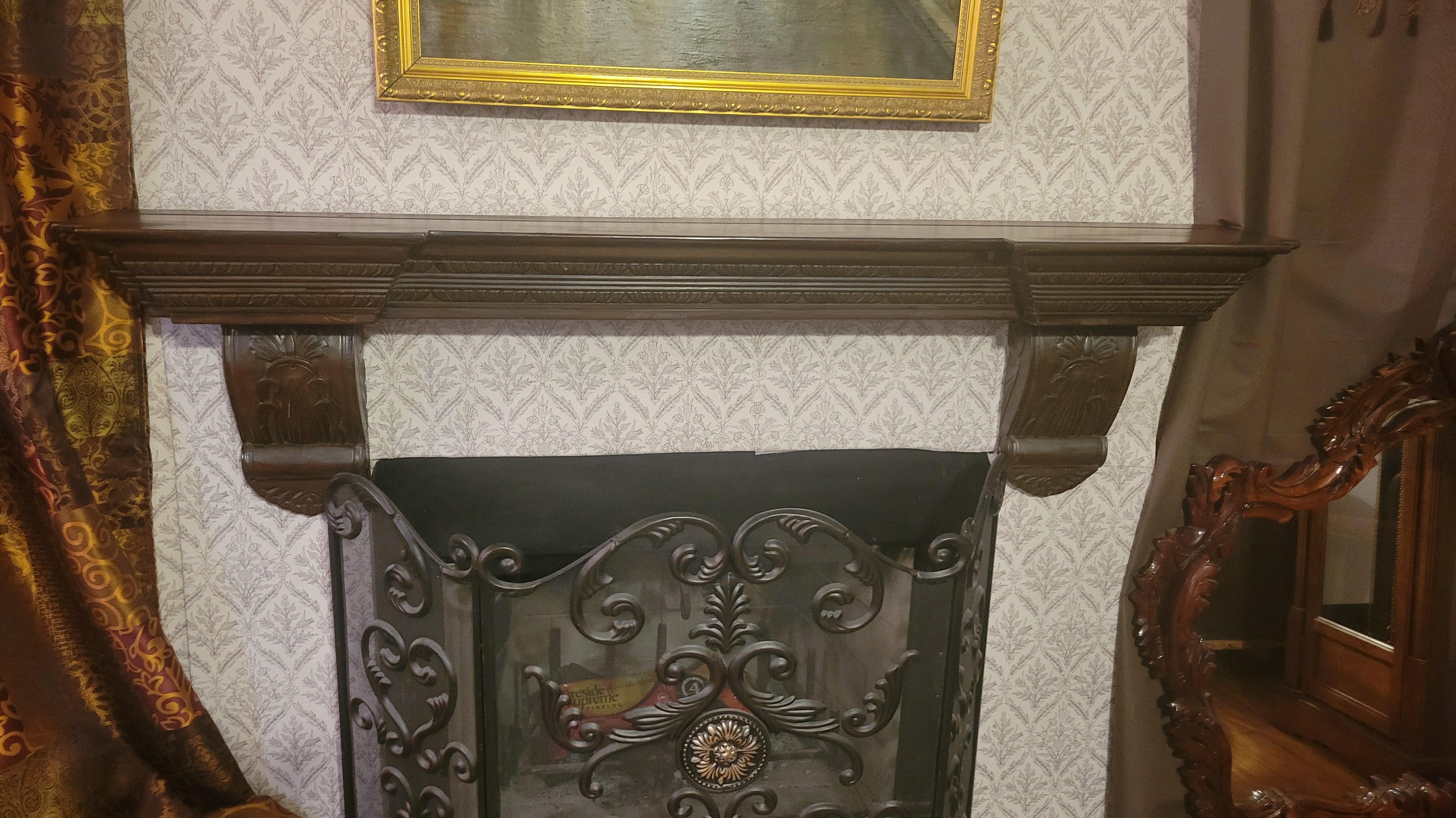 Repisa de chimenea vintage de madera maciza - 64