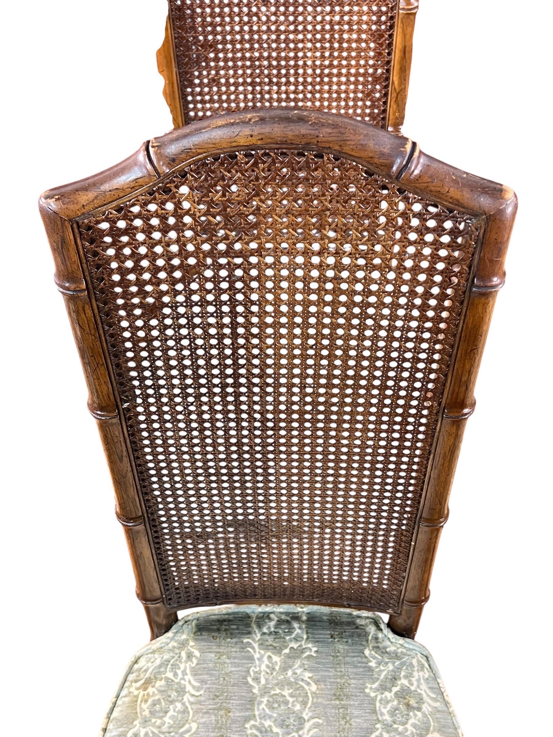 Vintage Massivholz hohe Rückenlehne Faux Bambus Esszimmerstühle - Satz von 6 im Angebot 3