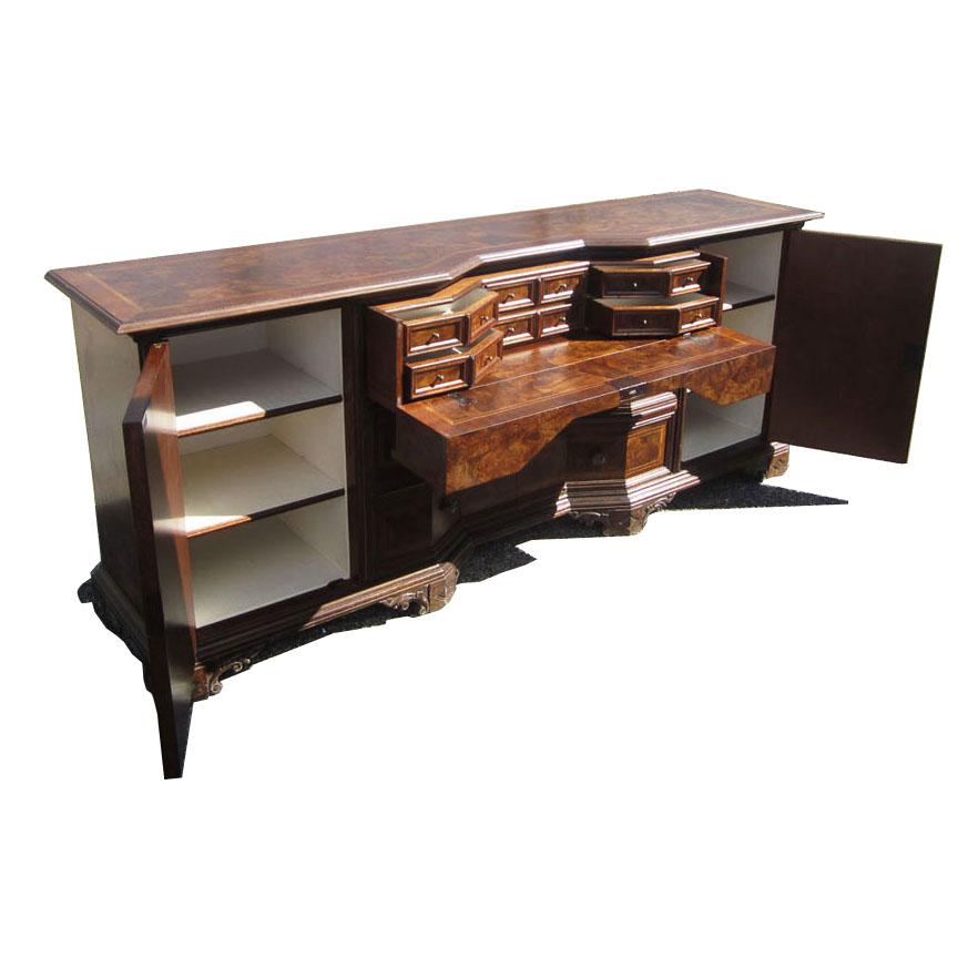 Vintage Solid Wood Italian Desk Secretary Credenza In Good Condition For Sale In Pasadena, TX
