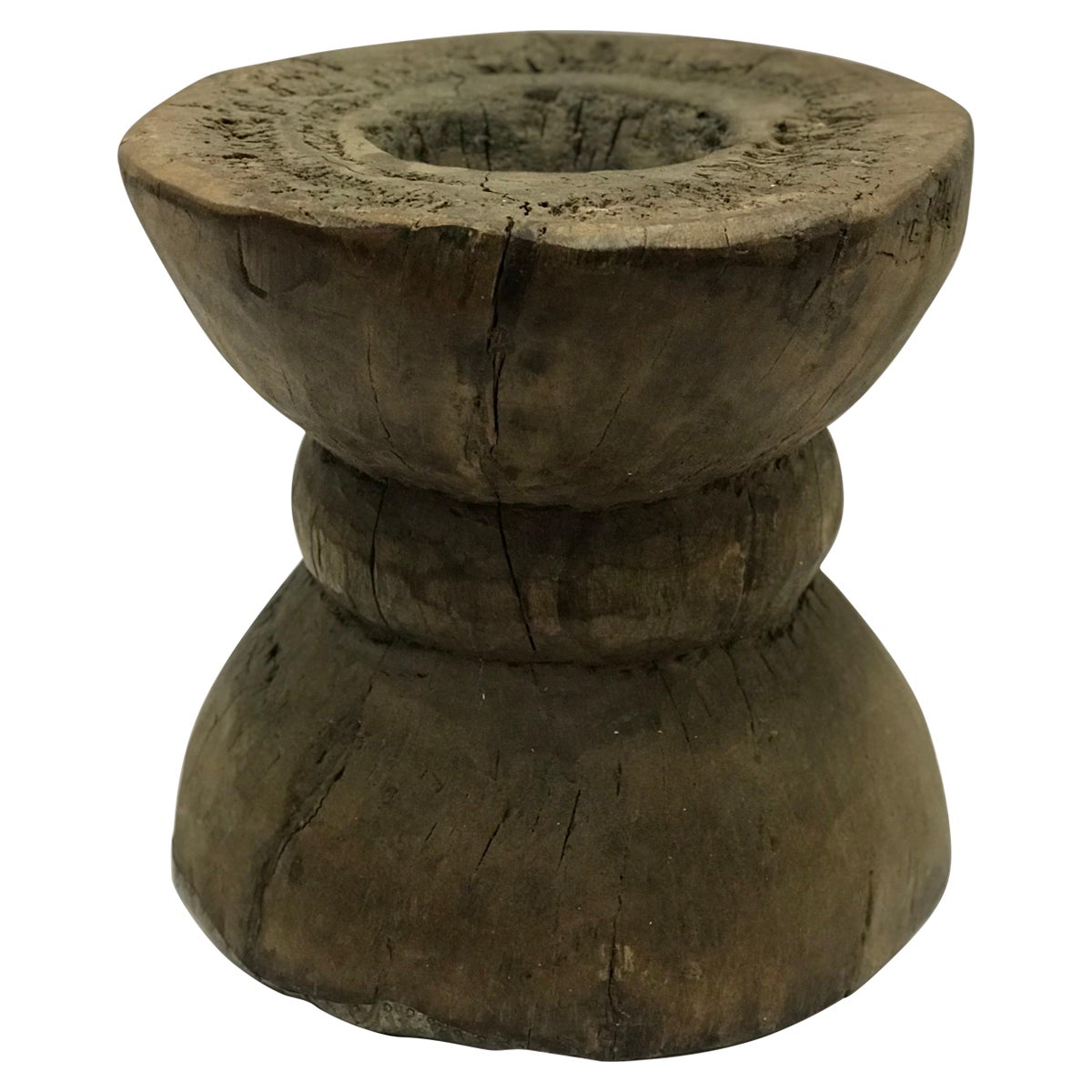 Vintage Solid Wood Rice Grinder For Sale