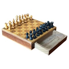 Vintage Solid Wood Travel Chess Set by HK Switzerland
