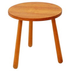 Vintage Solid wood tripod side table with rounded legs Circa 1980