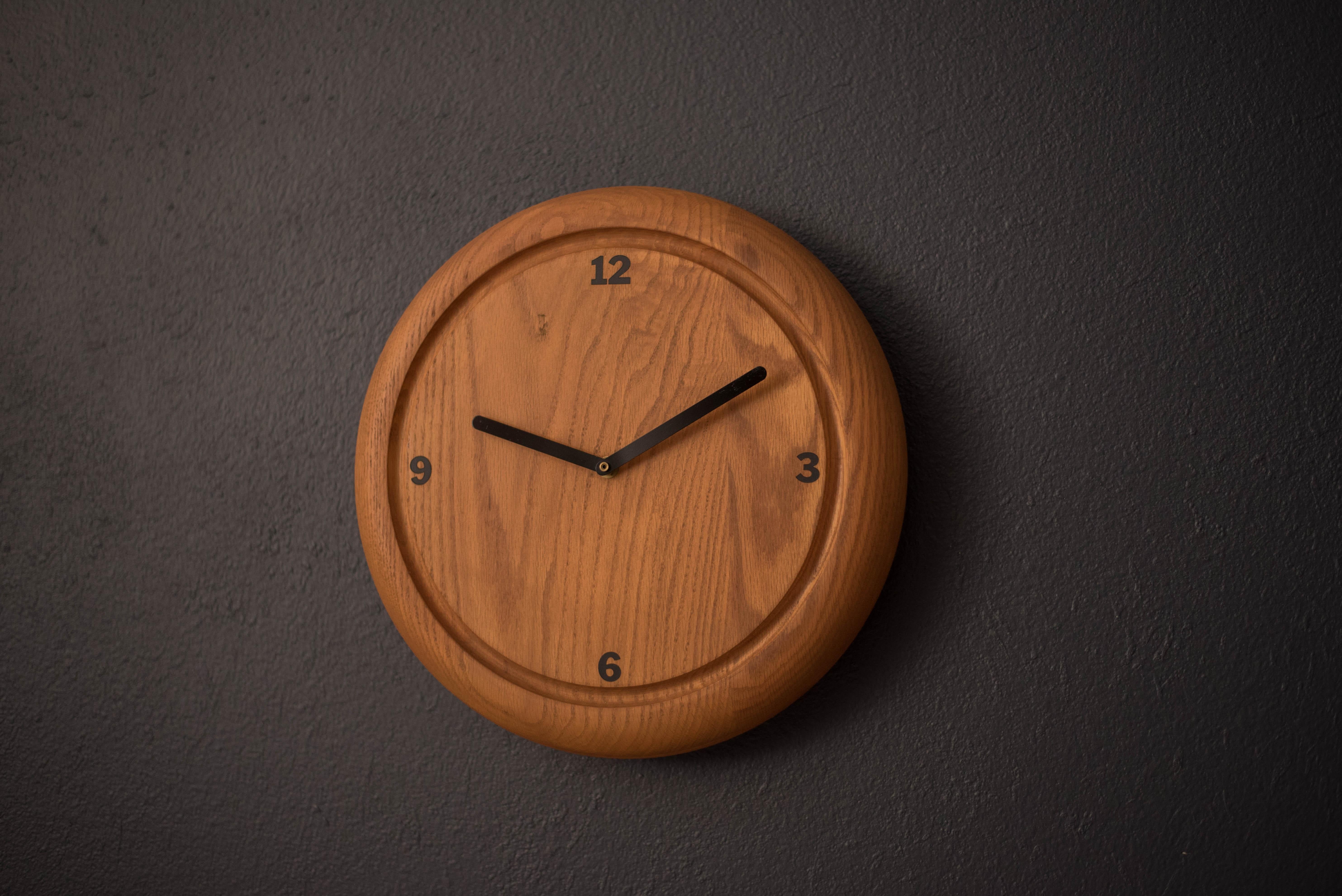 solid oak wall clock