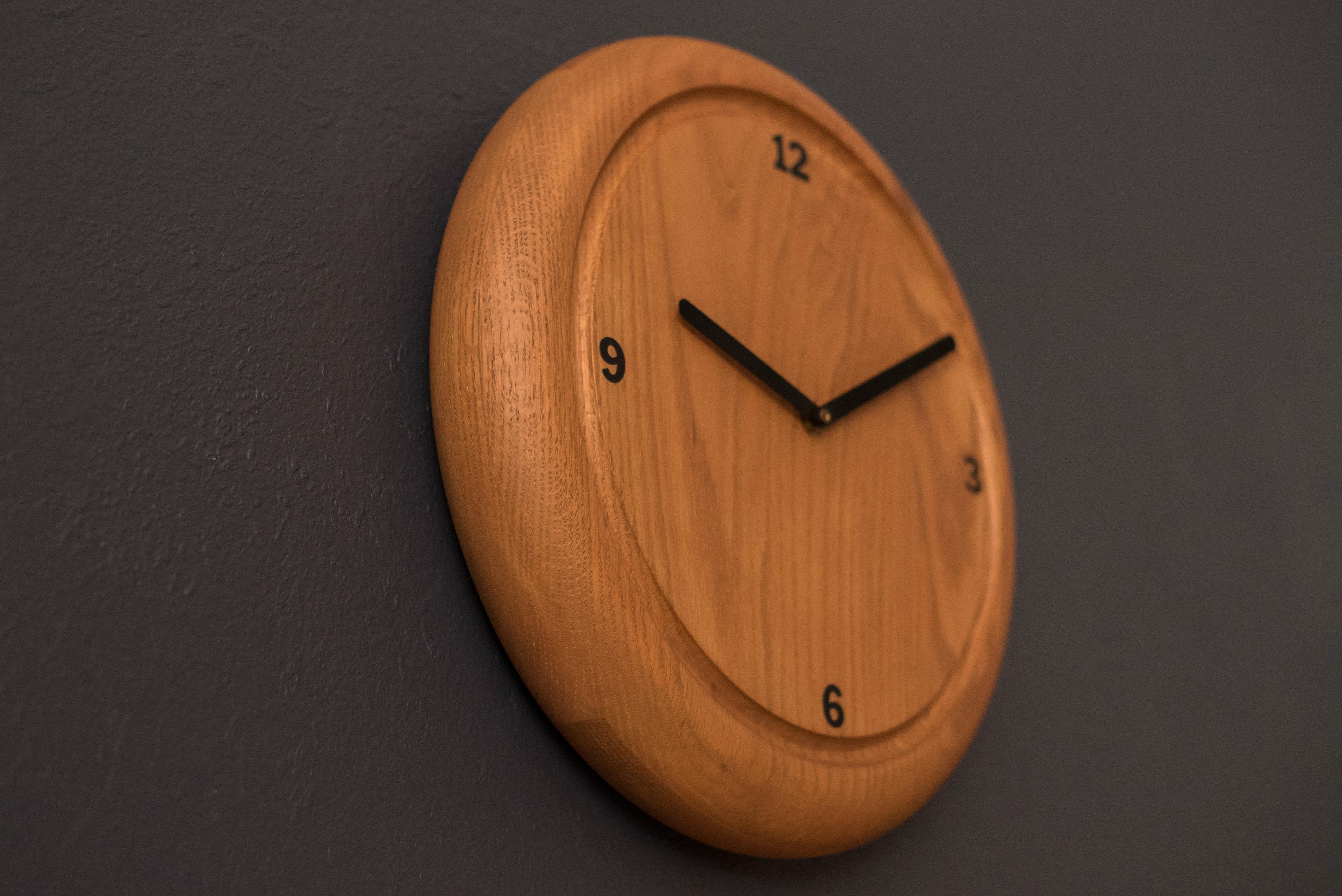 Vintage Solid Wood Wall Clock by Howard Miller at 1stDibs solid oak wall clock, vintage wood