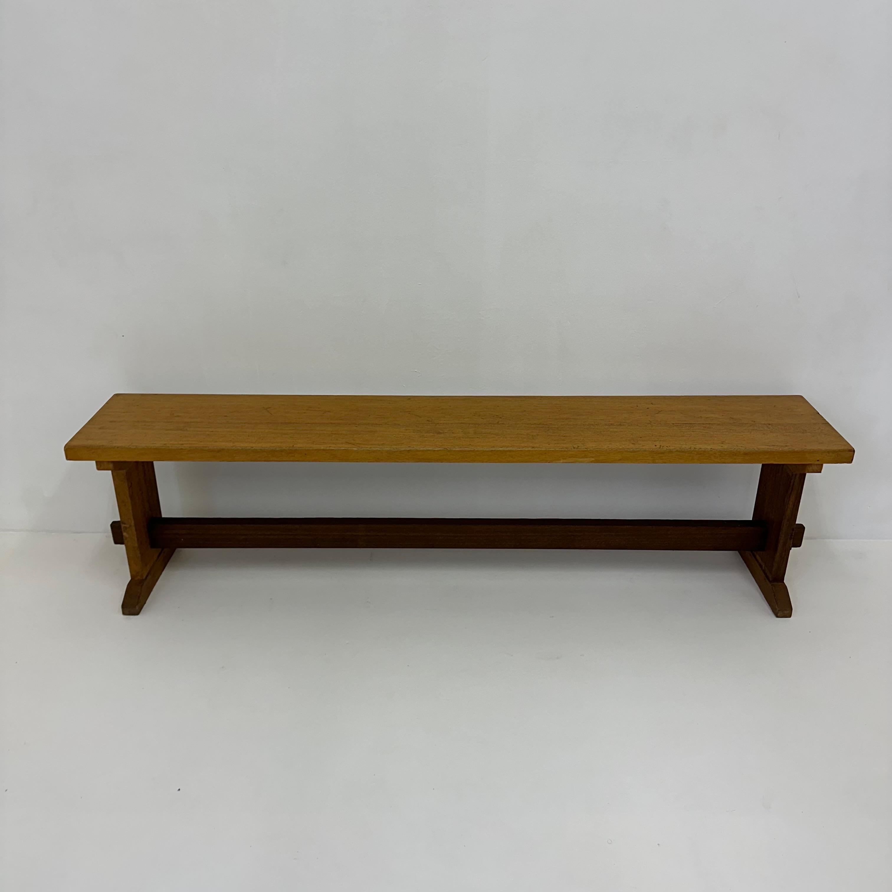 Industriel Banc vintage en bois massif, 1970 en vente
