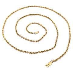 Vintage Solid Gelbgold 27" lange Seil Link Kette Halskette w / Push-Verschluss