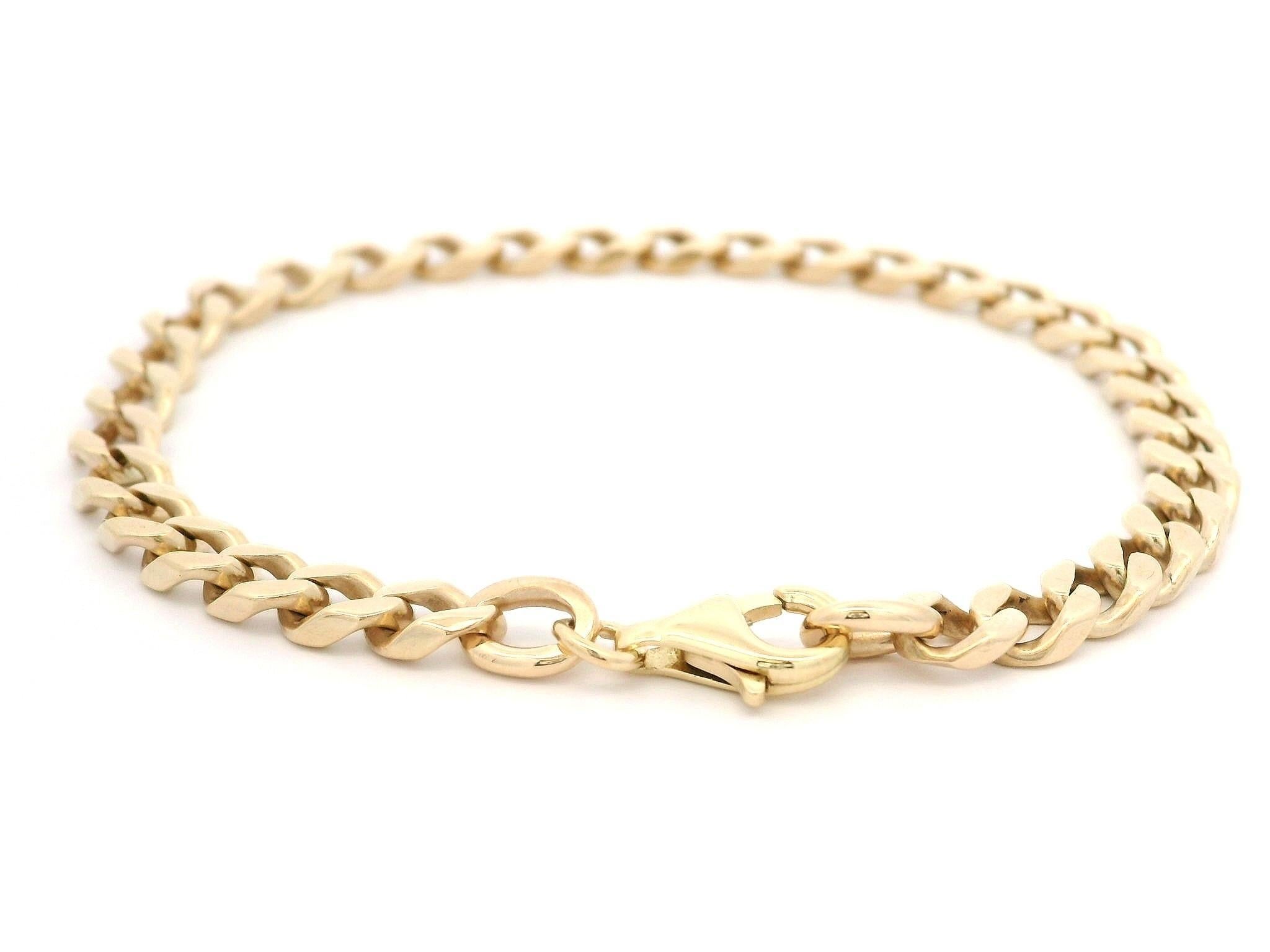 Bracelet Vintage en or jaune massif 5.2mm Cuban Curb Link Chain w/ Lobster Claw Excellent état - En vente à Montclair, NJ