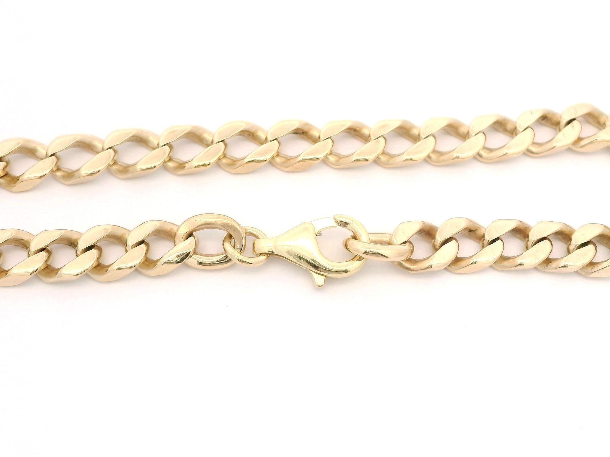 Bracelet Vintage en or jaune massif 5.2mm Cuban Curb Link Chain w/ Lobster Claw Unisexe en vente