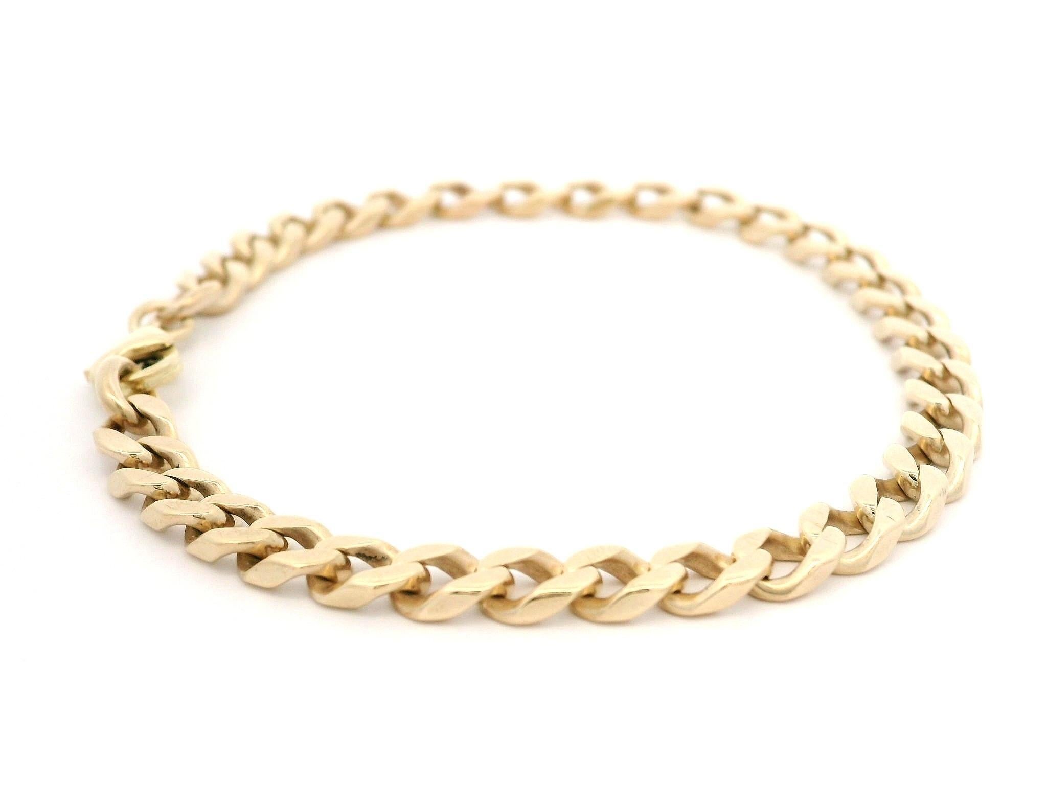 Bracelet Vintage en or jaune massif 5.2mm Cuban Curb Link Chain w/ Lobster Claw en vente 2