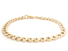 Vintage Solid Yellow Gold 5.2mm Cuban Curb Link Chain Bracelet w/ Lobster Claw