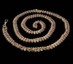 Vintage Solid Yellow Gold 67" Long Wrap Unique Link Chain w/ Dod Clip