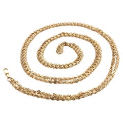 Vintage Solid Yellow Gold 67" Long Wrap Unique Link Chain w/ Dod Clip