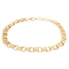 Vintage Solid Yellow Gold 7.5" Double Curb Link Chain Charm Bracelet