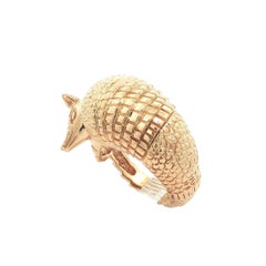 Vintage Solid Yellow Gold Detailed Textured Armadillo Wrap Ring Size 7