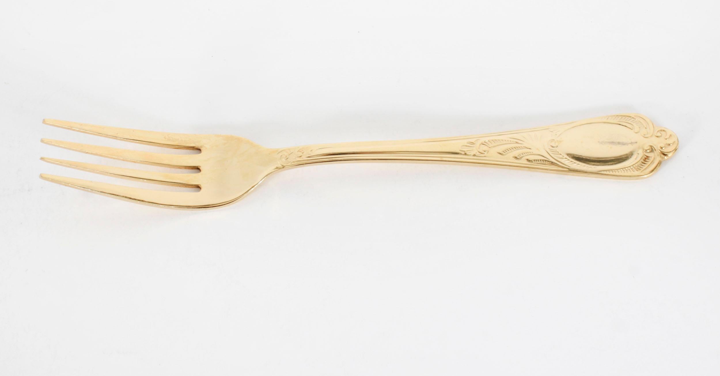 Solingen 69 pièces de couverts de canteen plaqué or 20ème siècle en vente 5