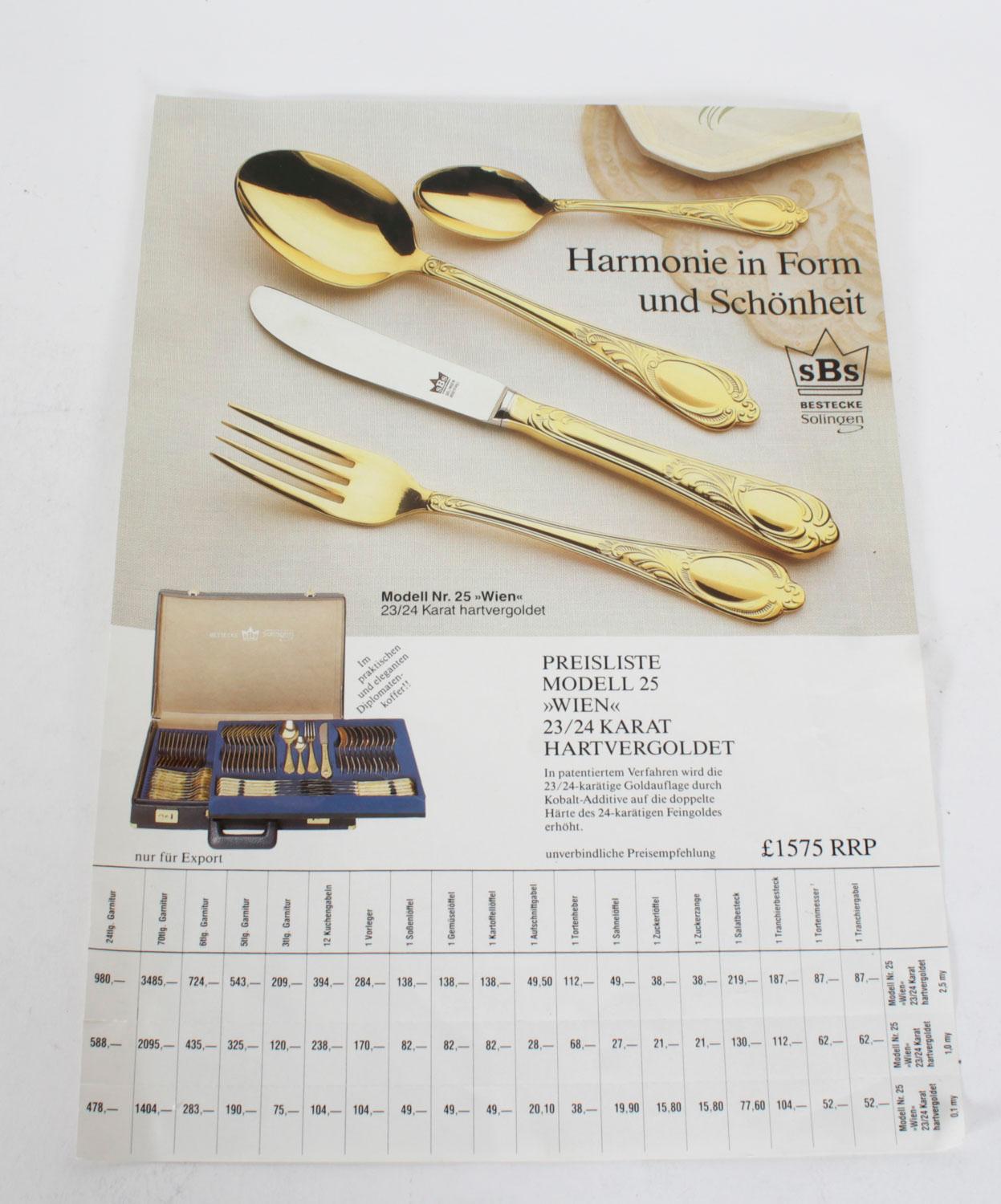 Solingen 69 pièces de couverts de canteen plaqué or 20ème siècle en vente 9