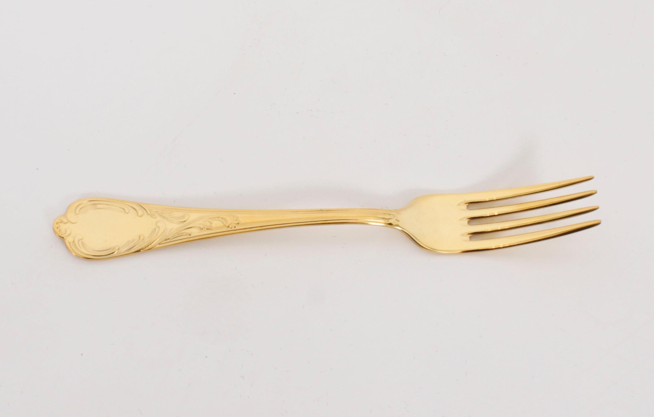 Vintage Solingen German 123 Piece Gold Plated Canteen Cutlery Late 20th Century  For Sale 9
