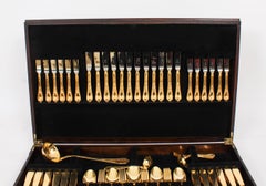 Vintage Solingen German 123 Piece Gold Plated Canteen Cutlery Late 20th Century