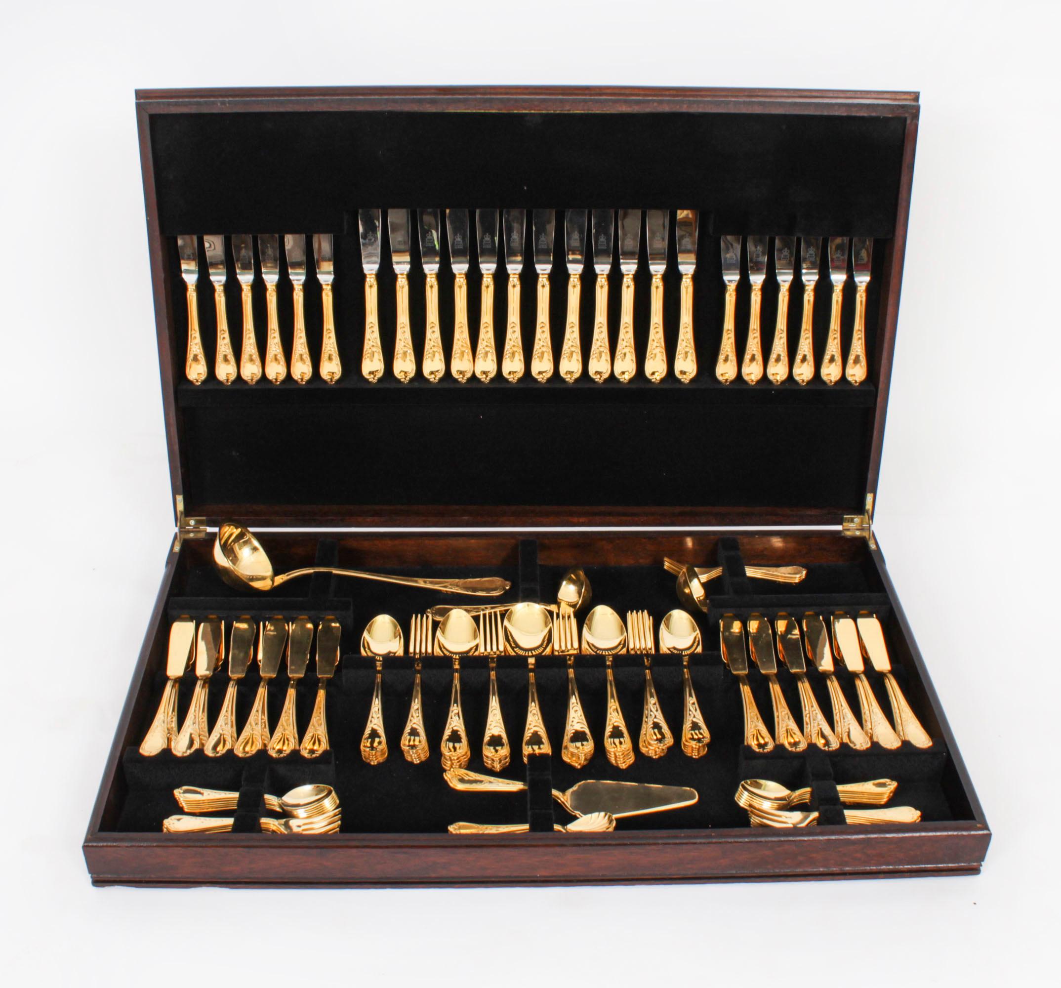 Vintage Solingen German 123 Piece Gold Plated Canteen Cutlery Late 20th Century  For Sale 16