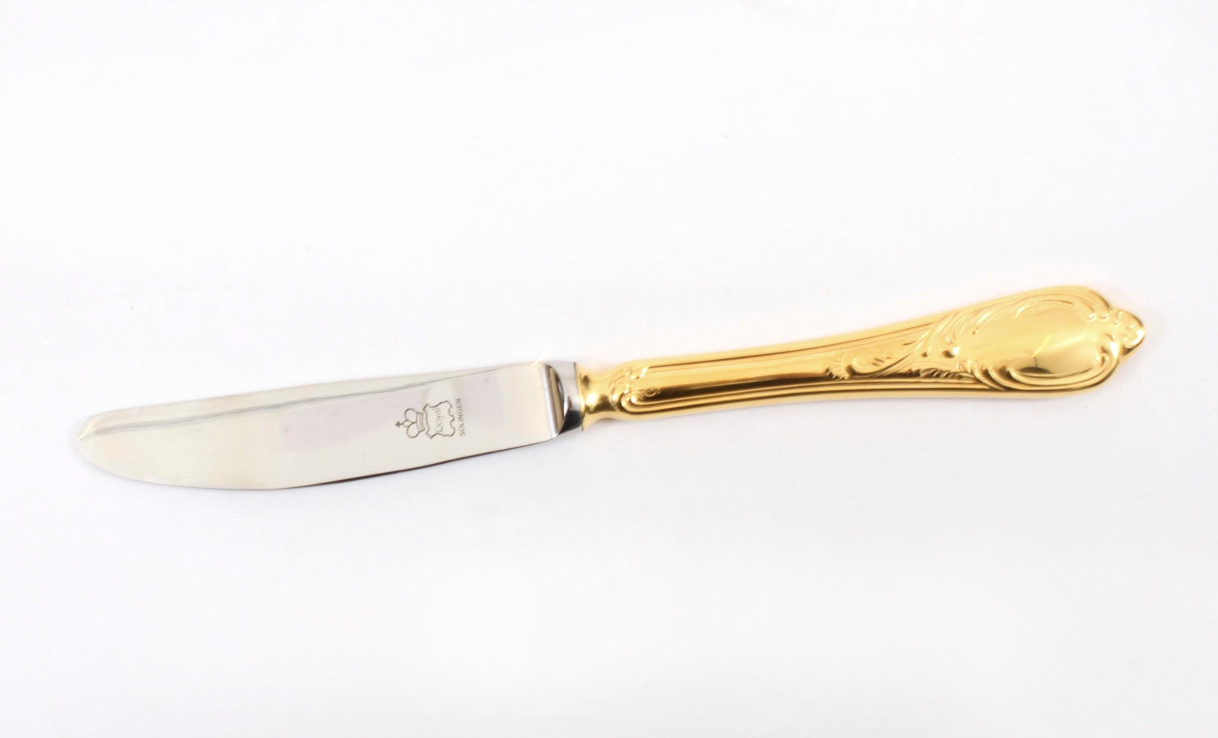 Vintage Solingen German 123 Piece Gold Plated Canteen Cutlery Late 20th Century  For Sale 3