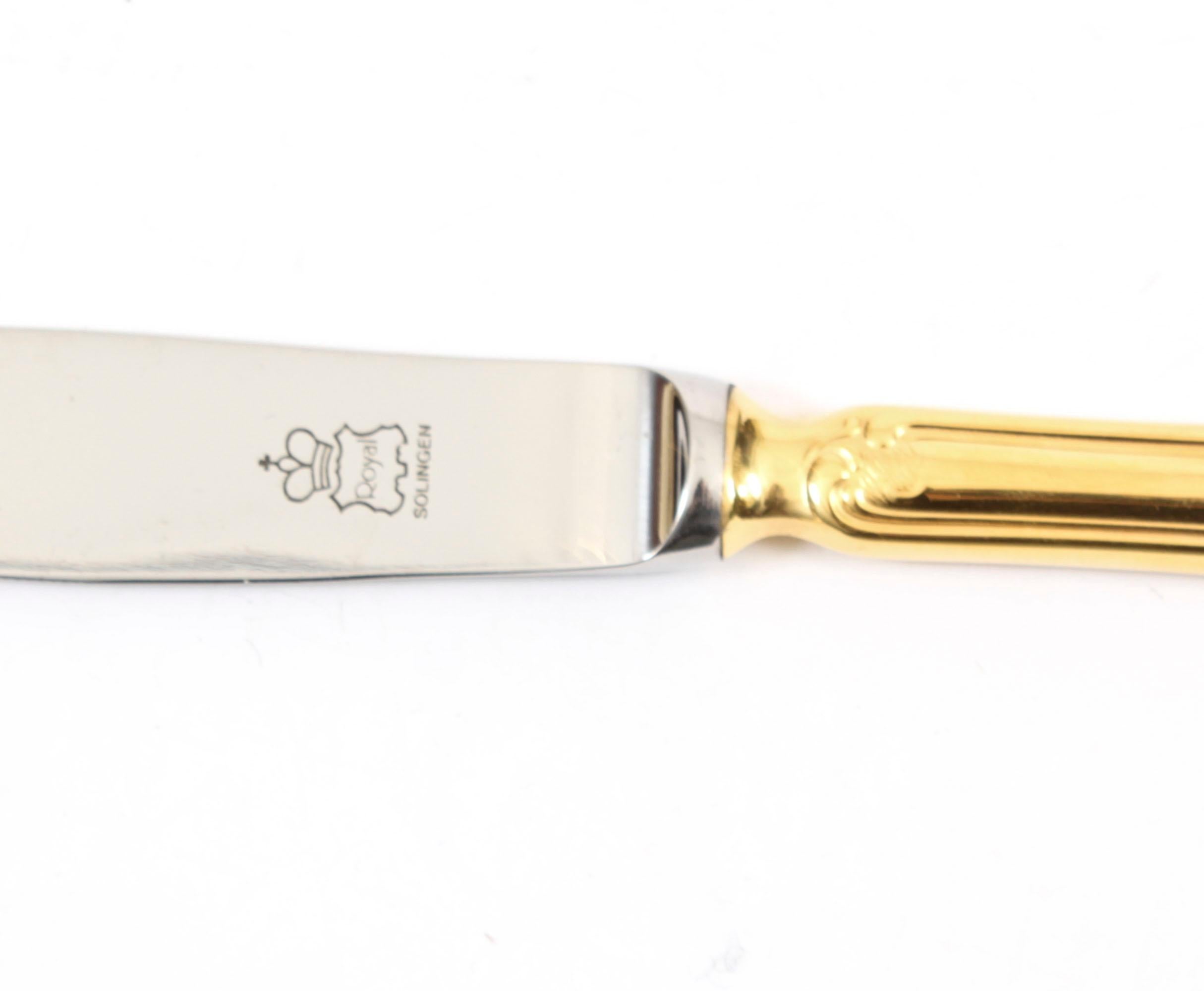 Vintage Solingen German 123 Piece Gold Plated Canteen Cutlery Late 20th Century  For Sale 4