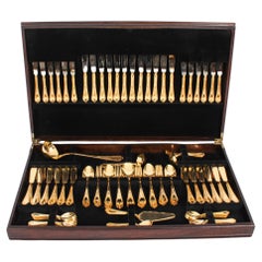 Vintage Solingen German 123 Piece Gold Plated Canteen Cutlery Late 20th Century