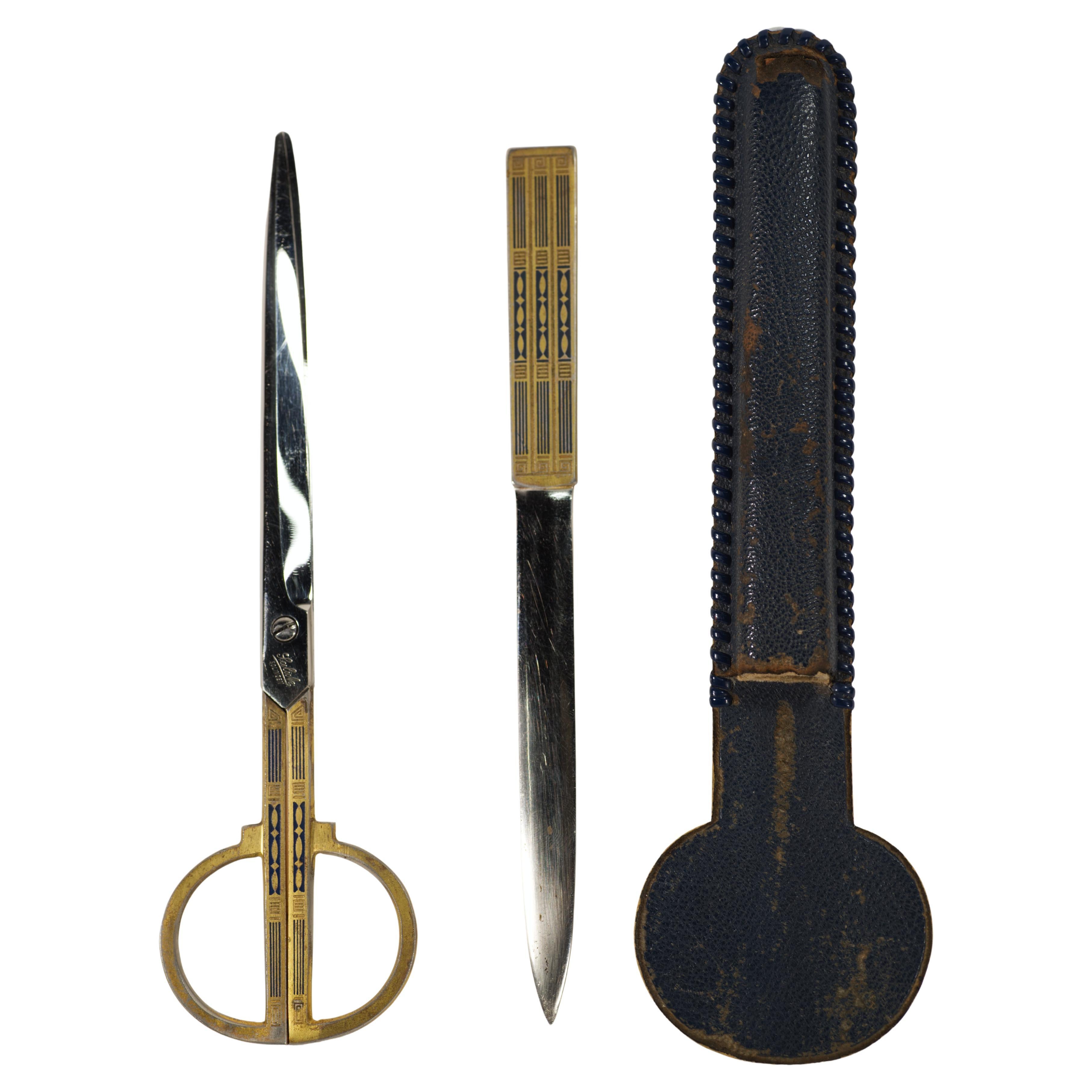 Vintage Solingen German Scissors and Letter Opener, Arts and Crafts Decor