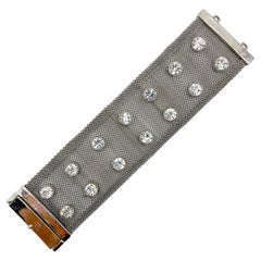 Vintage Solitaire Crystal Mesh Strap Bracelet 1990s