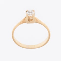 Anello solitario vintage con diamante in oro giallo 18 carati