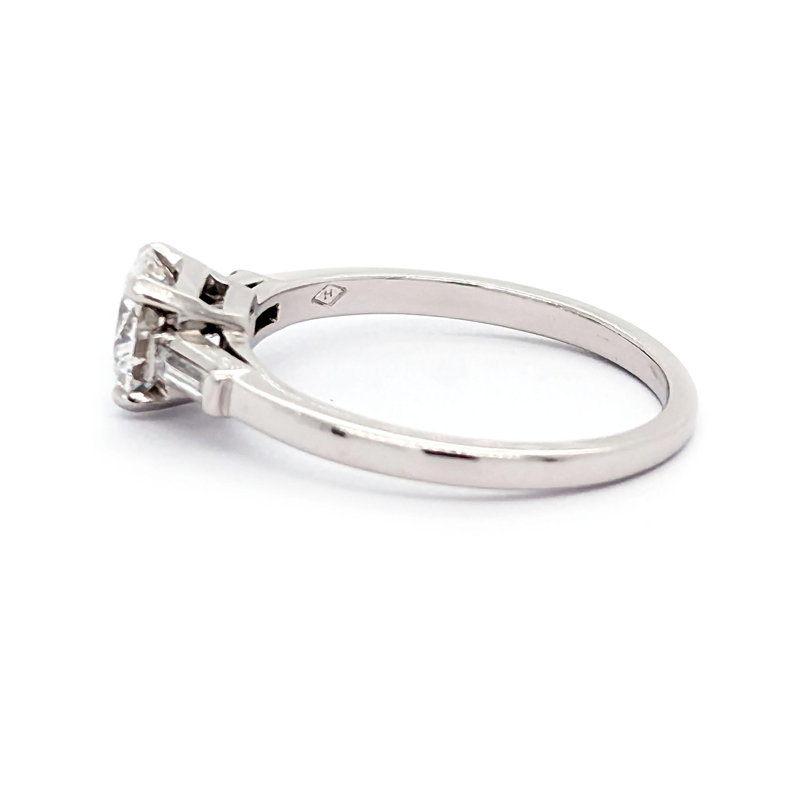 Vintage Solitaire Diamond and Platinum Ring, 0.81 Carats, Circa 1940 For Sale 2