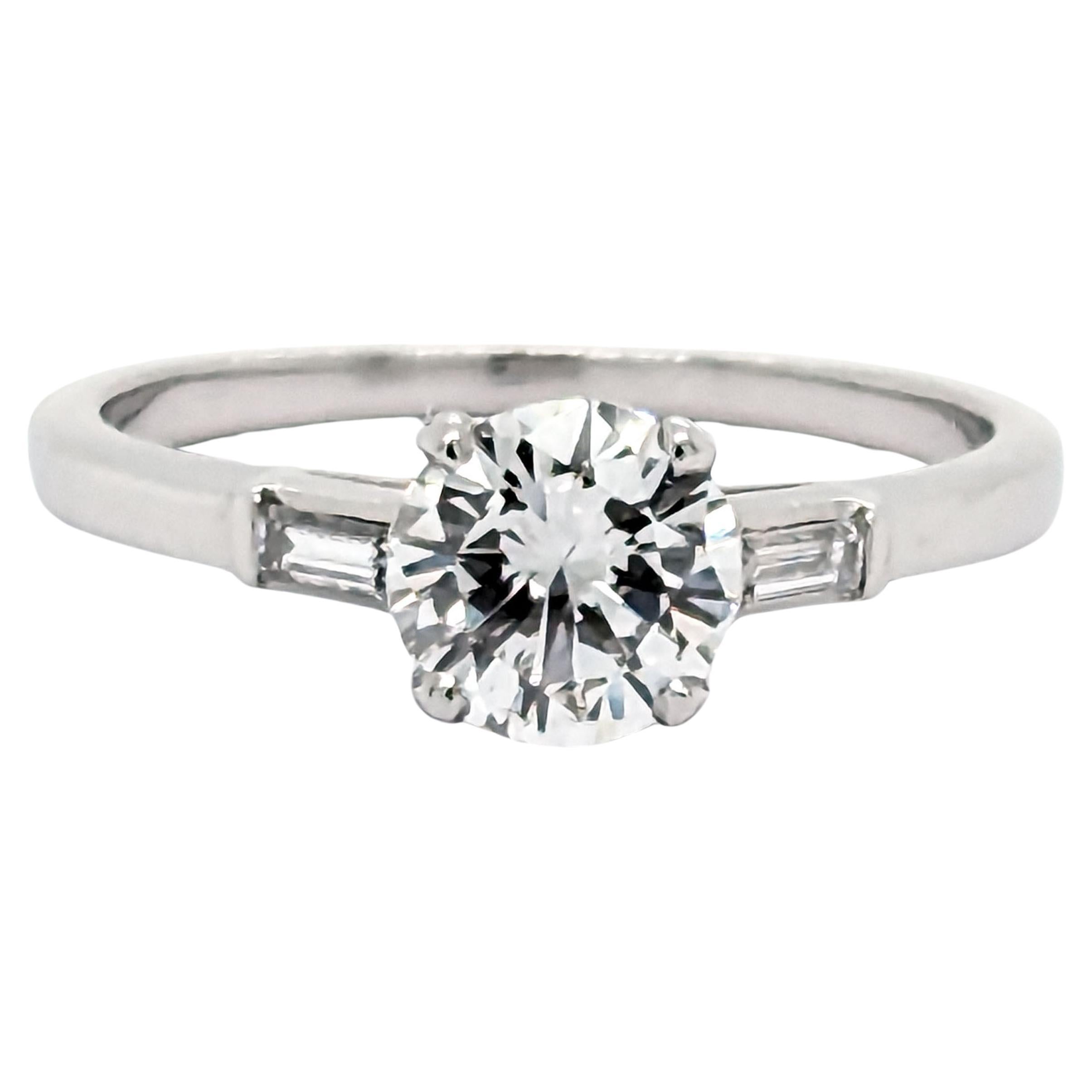 Vintage Solitaire Diamond and Platinum Ring, 0.81 Carats, Circa 1940 For Sale
