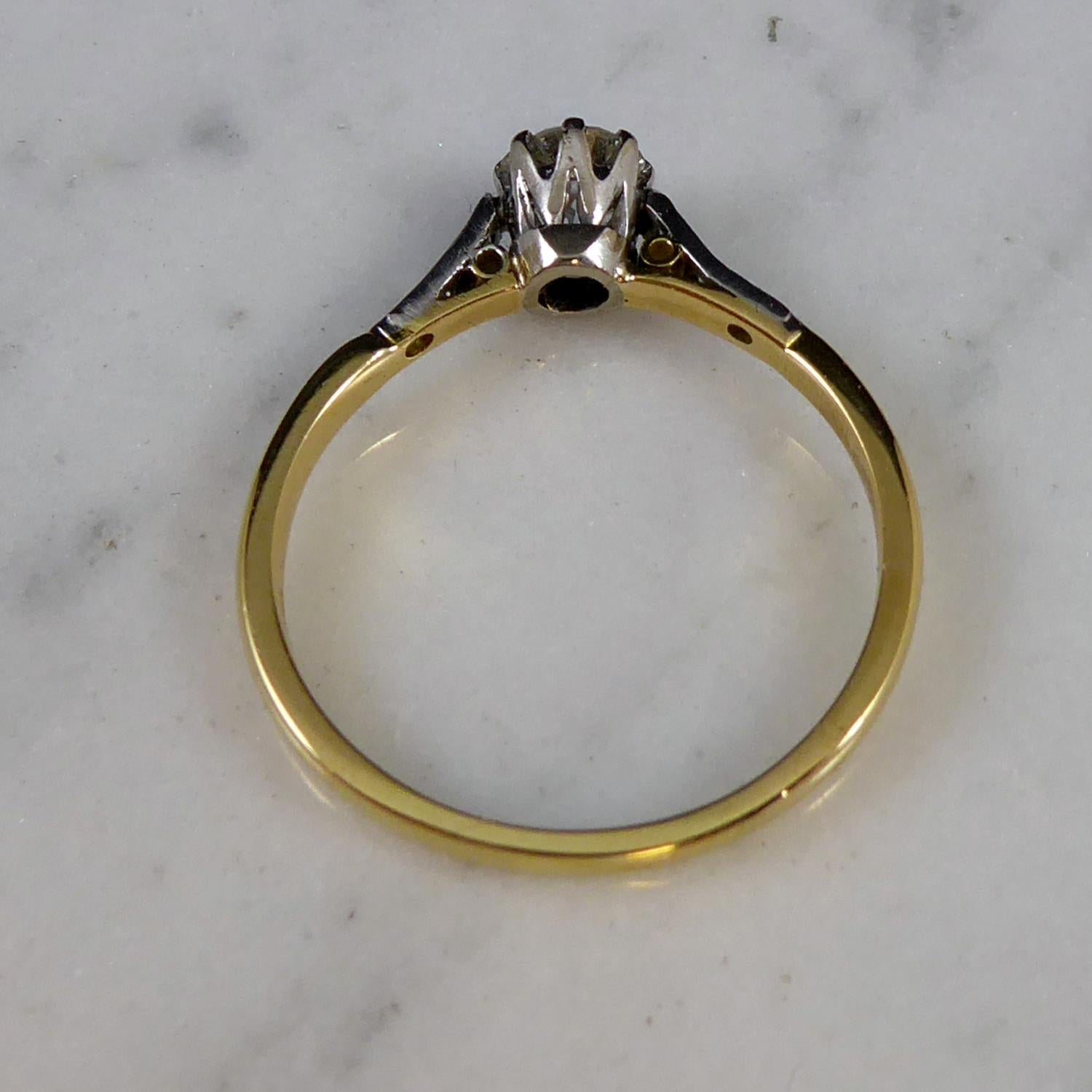 Round Cut Vintage Solitaire Diamond Engagement Ring, Circa 1950s/1960s
