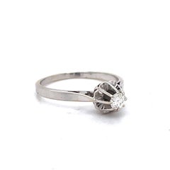 Vintage Solitaire Promise Engagement Ring, 0.13CT Diamond ring, 18K White gold
