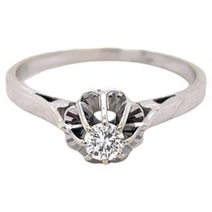 Vintage Solitaire Promise Engagement Ring, 0.13CT Diamond ring, 18K White gold