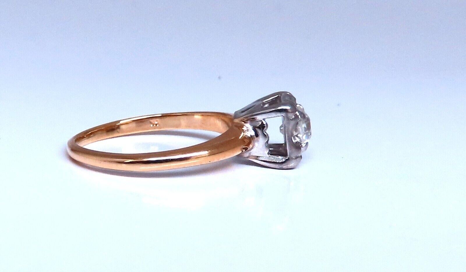 Round Cut Vintage Solitaire Raised .30ct Round Diamond Engagement ring 14kt Gold For Sale