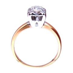 Vintage Solitaire Raised .30ct Round Diamond Engagement ring 14kt Gold*