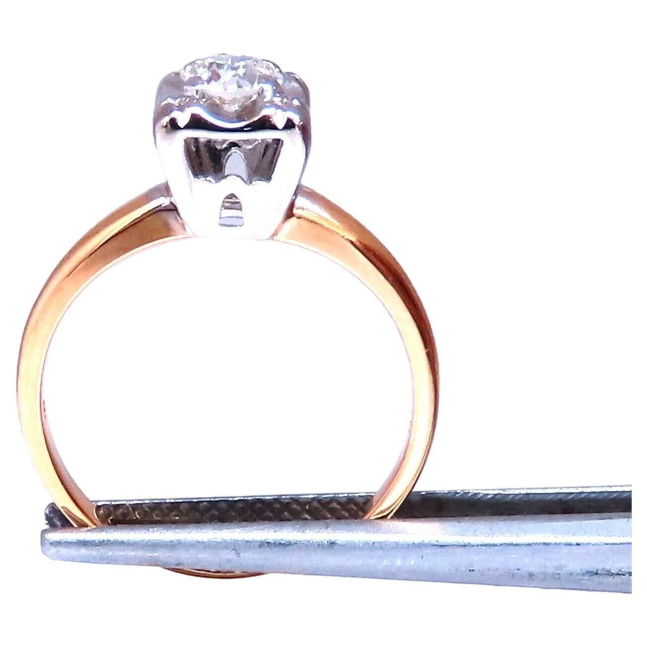 Vintage Solitaire Raised .30ct Round Diamond Engagement ring 14kt Gold For Sale