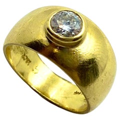 Retro Solitaire Ring 18k Gold Diamond Band