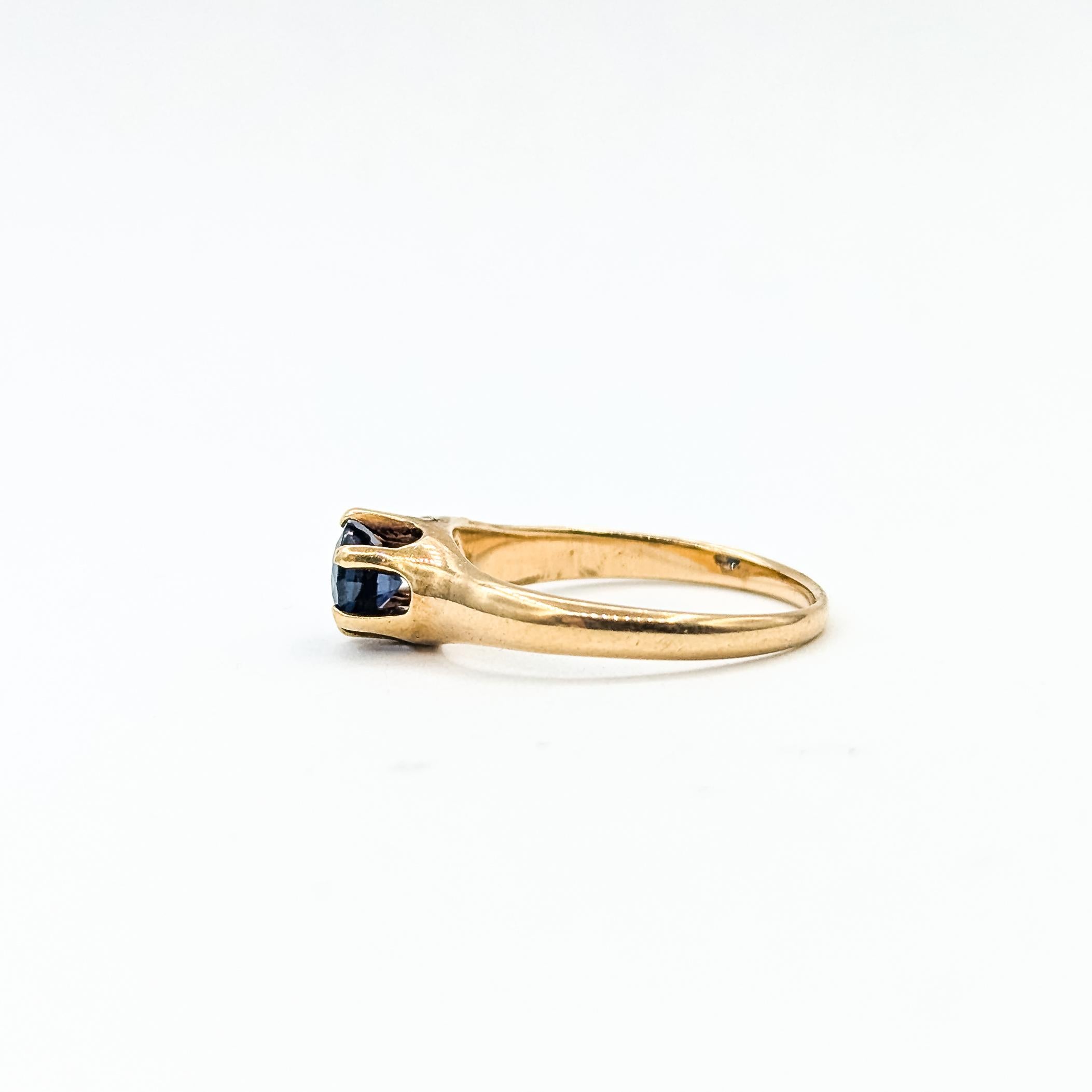 Vintage Solitär Saphir Ring in 14k Gelbgold im Angebot 3